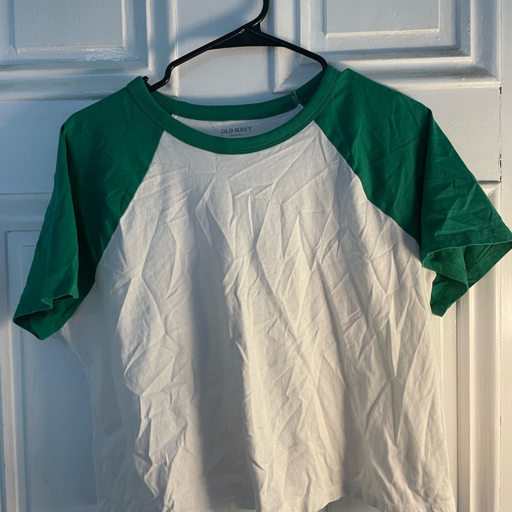 Old Navy Green and White Crop Top